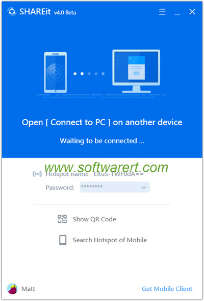 shareit for Windows pc - home screen