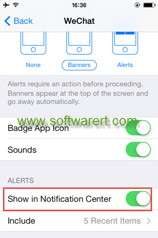 show wechat message notifications in iphone notification center