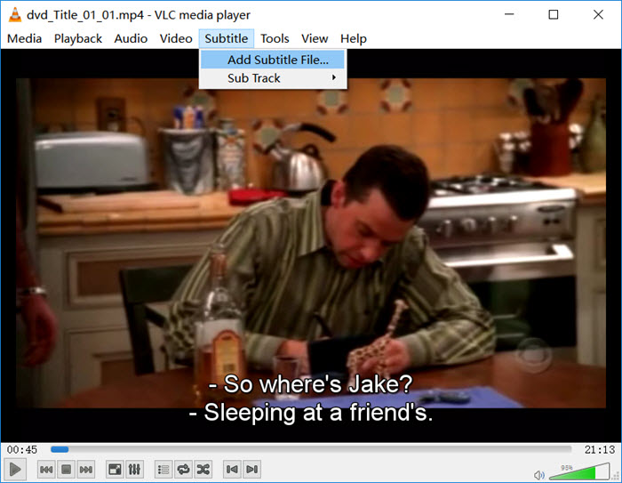 add subtitle to movies, dvd, videos in vlc media player