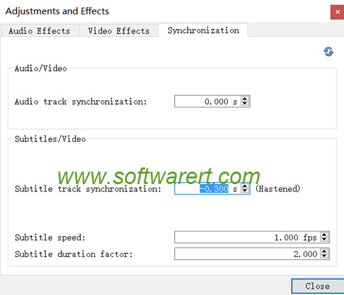 audio video subtitles synchronization settings for vlc media player