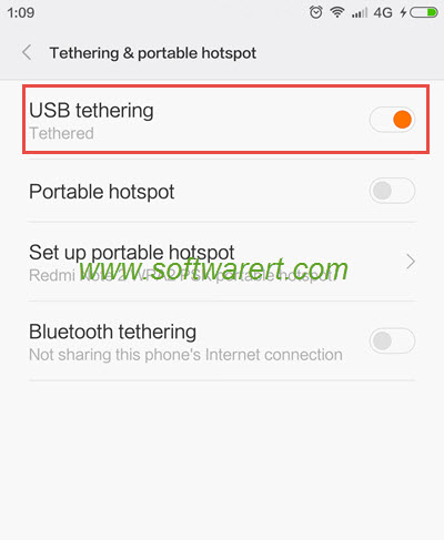 enable usb tethering on xiaomi or redmi mobile phone
