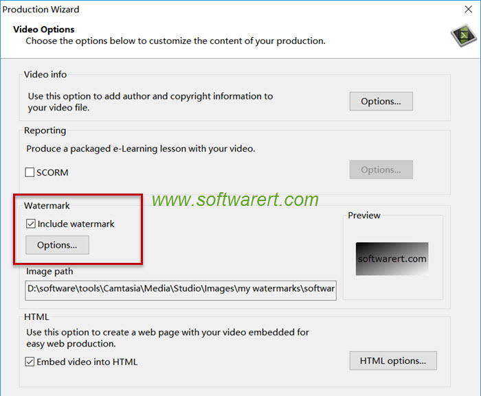 include watermark in video production using camtasia studio on pc