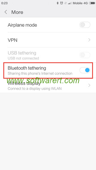 turn on bluetooth tethering on xiaom & redmi mobile phone with miui 8