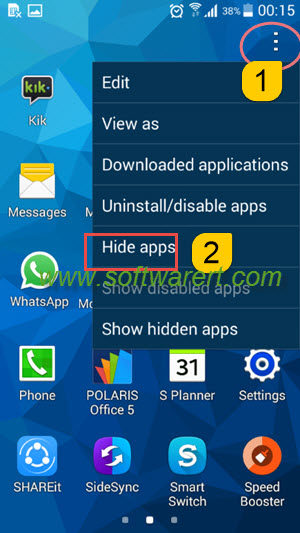 Hide apps on Samsung mobile phone