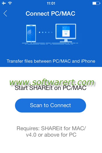 shareit iphone to connect pc mac computer via wifi