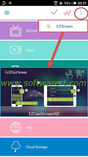 activate cast screen in ezcast on android