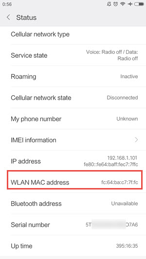 Find MAC Address on Android Phone