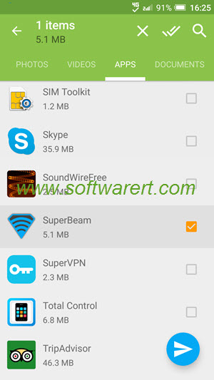 transfer apps from android phone using superbeam