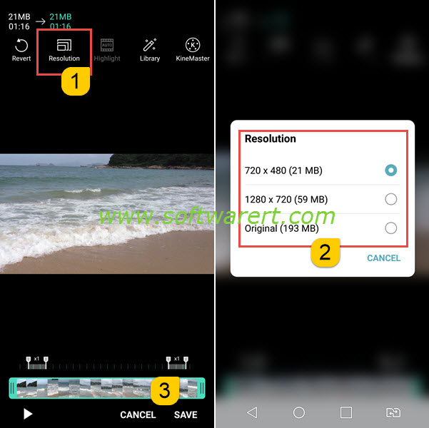 edit video resolution, aspect ratio, size in camera app on lg mobile phone