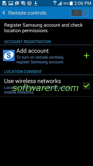enable remote controls on samsung mobile phone