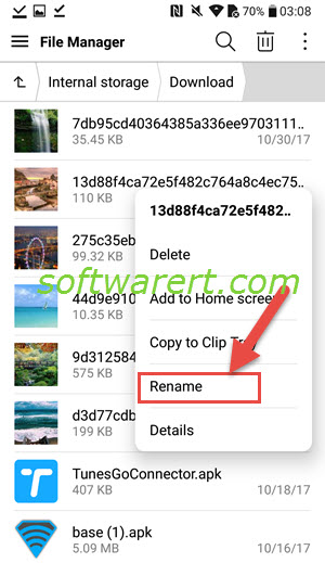 rename files folders in file manager on lg mobile phone