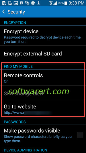 samsung mobile phone security settings - find my mobile