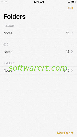 notes app folders on iphone