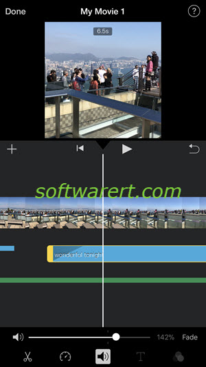 edit volume of audio track - volume up down in imovie for iphone