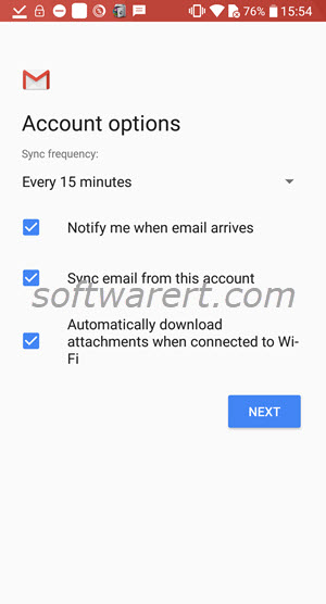 email account options in gmail app for android