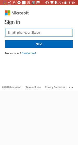 enter microsoft email address in gmail app for android