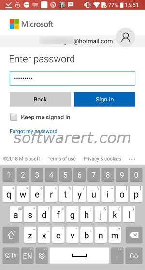 enter microsoft email password in gmail app on android