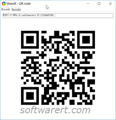 generate qr code for wifi network using sharex on windows PC