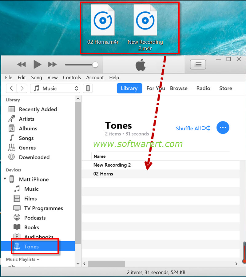 sync custom ringtones, text tones from pc to iphone using itunes