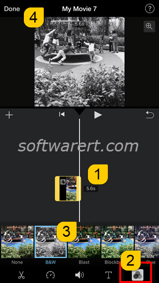 create convert black white videos using imovie on iphone