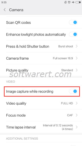 enable image capture while recording video on xiaomi redmi phone