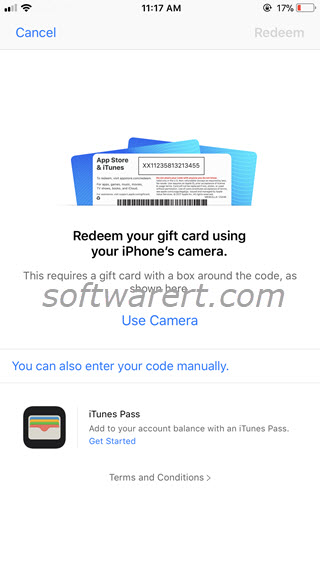 redeem gift cards codes on iphone