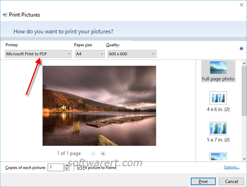 convert image to pdf in windows 10 using microsoft print to pdf