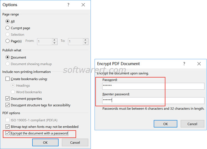 encrypt pdf document with a password in microsoft office word for windows