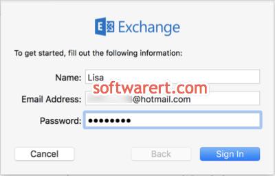 enter hotmail address password in mail app on mac