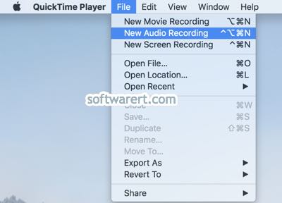 quicktime player for Mac create new audio recording file