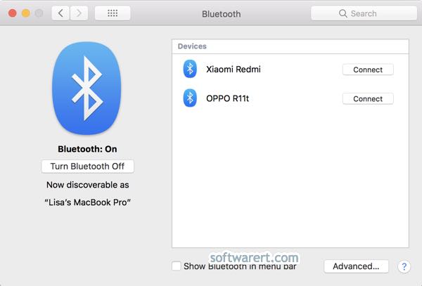 turn on bluetooth and connect device on macbook