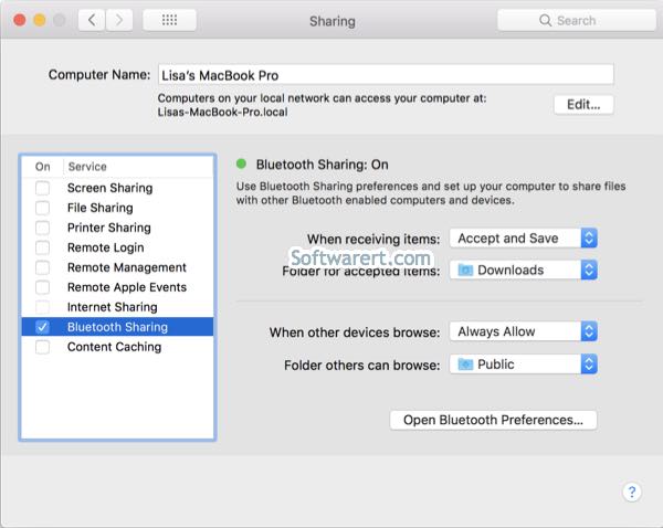turn on bluetooth sharing on macbook