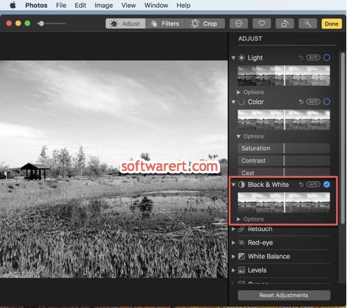 convert black white pictures in photos app on mac