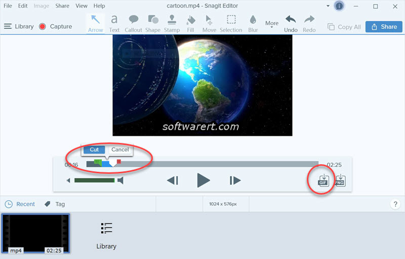 convert video to gif using snagit for windows on pc