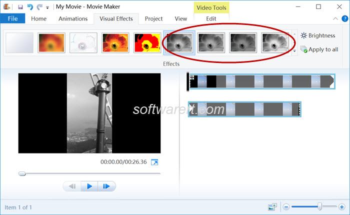 convert videos black white in windows movie maker