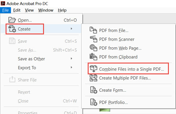 combine multiple files into a single pdf using adobe acrobat pro dc for windows