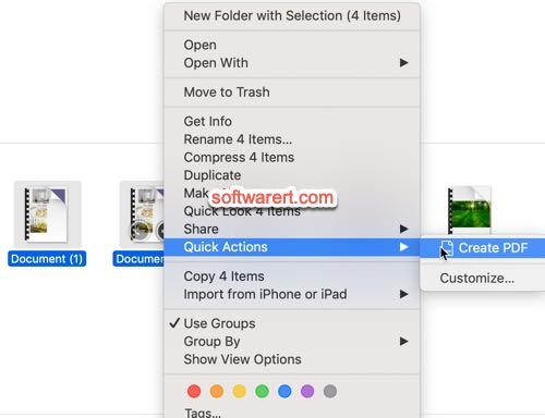 combine pdf files in finder using quick actions create pdf tool on mac