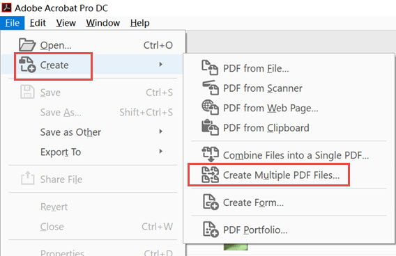 create multiple pdf files using adobe acrobat pro dc for windows