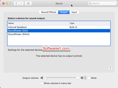 output sound to Soundflower on Mac