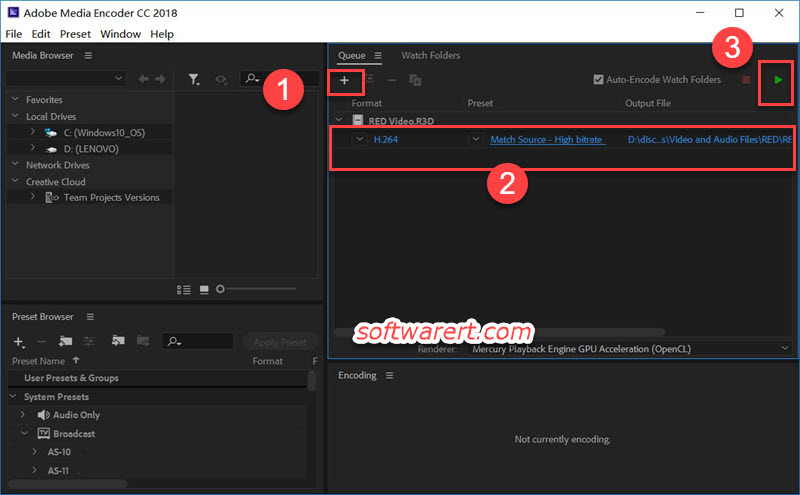 convert RED R3D videos using Adobe Media Encoder for Windows