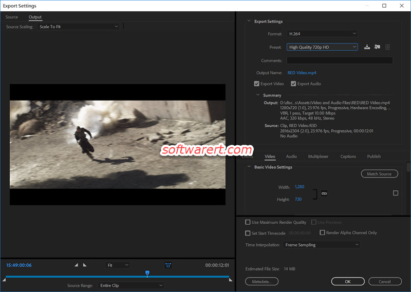 convert RED R3D videos to MP4, H.264 , export settings using Adobe Media Encoder for Windows