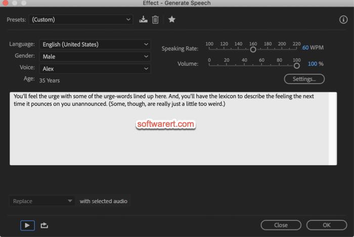 convert text to speech audio Adobe Audition for Mac