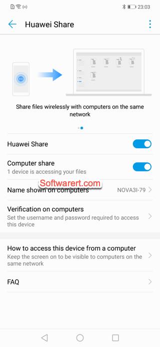 enable Huawei share, computer share, Huawei mobile phone