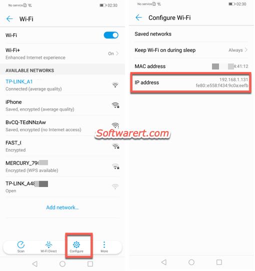 Find IP address on Huawei mobile phone 