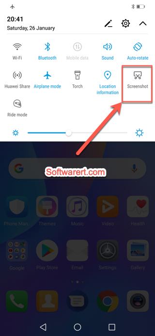 Capture screen of Huawei phone shortcut