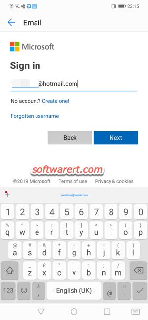 add hotmail account to Huawei mobile phone