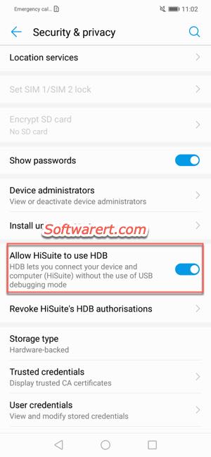 allow hisuite to use hdb on huawei phone