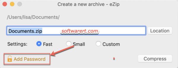 create zip archive with password protection with ezip for mac