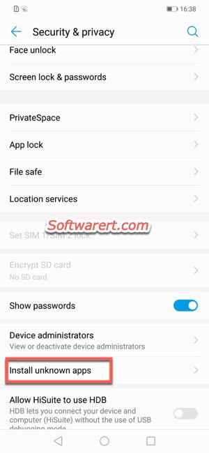Install unknown apps on Huawei phone