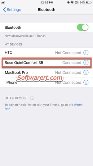 iPhone to connect Bose QuietComfort 35 wireless headphone via bluetooth